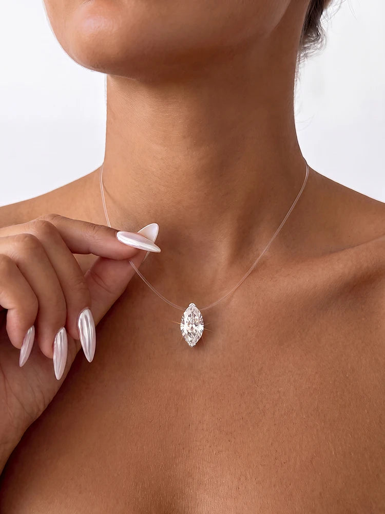 GRA 1CT Moissanite Diamond Classic Marquise Necklace For Women 925 Sterling Silver Anniversary Party High Quality Fine Jewelry