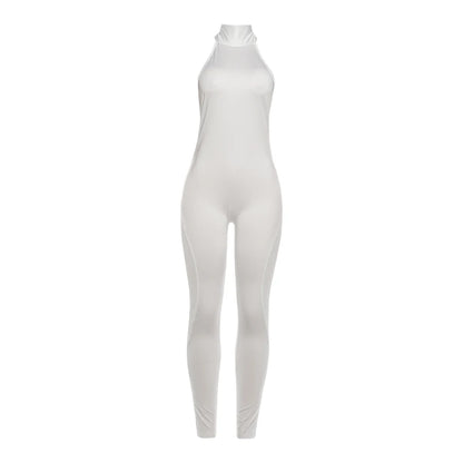 Kliou Sexy Backless Jumpsuits Woman Bandage Halter Turtleneck Sleeveless Skinny Peach Hip Hot Girls High Street Fashion Overalls