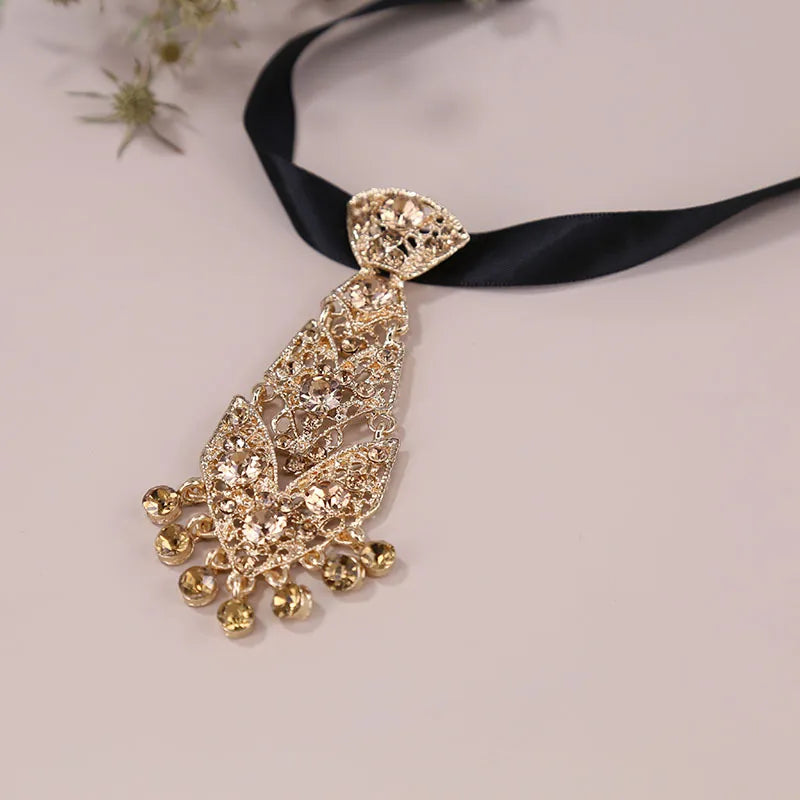 Diamond Tie Man Nacklace Personality Crystal Neckties Wedding Gentleman Metal Diamond Tie Clip Luxury Men Collar Accessories