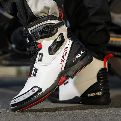 Men Leather Motos Breathable Anti Slip Wear-resistant Riders Boots Motorbike Racing Ankle Length Shoes 2024 New Motorcycle Boots