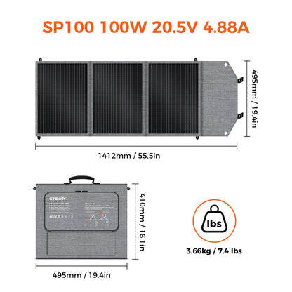 CTOLITY 100W-200W Foldable Solar Panel 22% Efficiency Portable Solar Charger for Camping Home Energy Storage Power Station