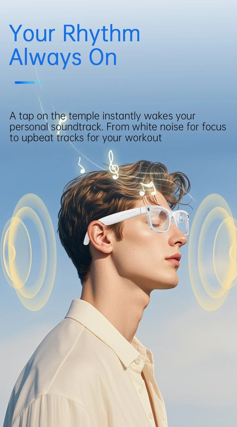 Smart Glasses AI Translation 8MP HD Camera 4K Shooting Image Bluetooth Call Recording Music Smart Sunglasses