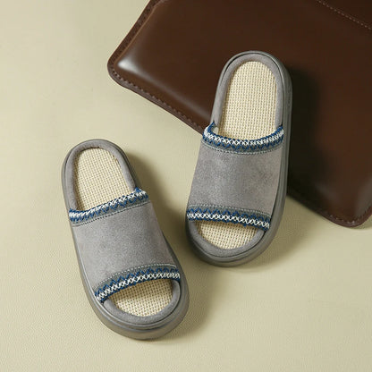 Hemp Casual Women's Slippers Home Spring Summer Luxury Designer Woman Shoes Flat Fashion Indoor Footwear Elegant Platform Slides