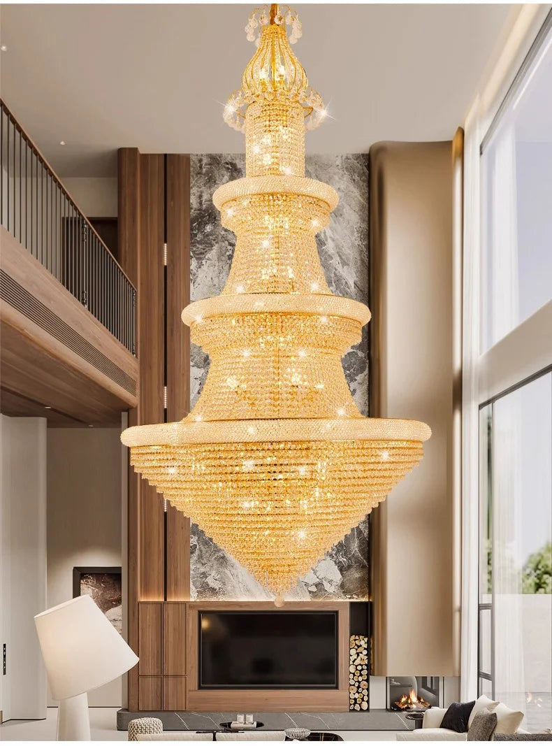 Luxury Crystal Chandeliers Home Decorate Ceiling Chandelier Lustre Duplex Loft Pendant Lights for Living Dining Room Żyrandol