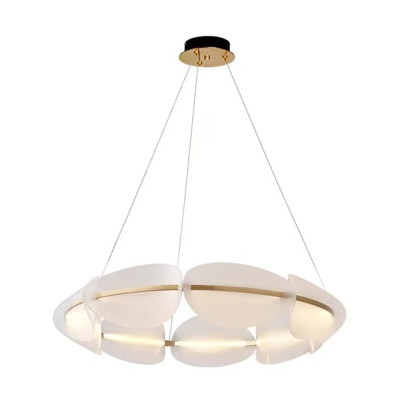 Nordic Leaf Chandelier Modern Acrylic Ring Light Living Dining Room Lighting Decor Home Bedroom Kitchen Hanging Lights Luminaire