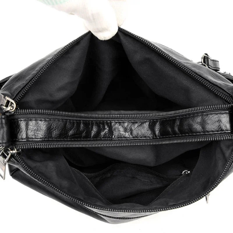 Fashion Soft Leather Crossbody Bags for Women 2026 Casual Female Multi Pocket Messenger Bags Retro Handbags Ladies Shoulder Bags
