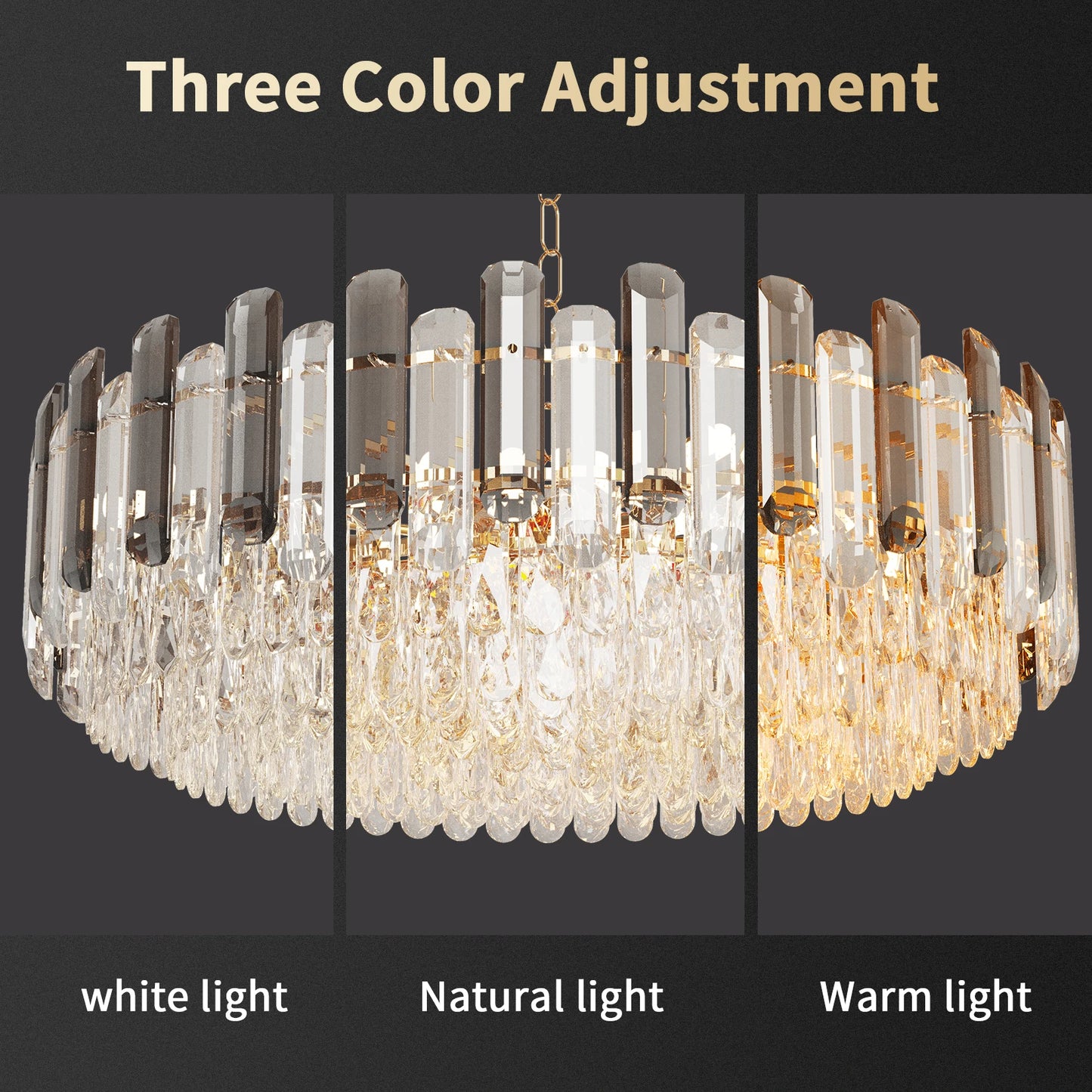 Modern K9 Crystal Chandelier Round Ceiling Fixtures Pendant Lights Living Room Bedroom