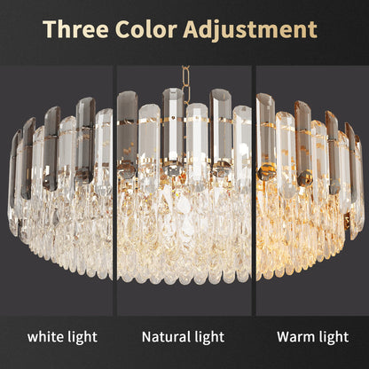 Modern K9 Crystal Chandelier Round Ceiling Fixtures Pendant Lights Living Room Bedroom