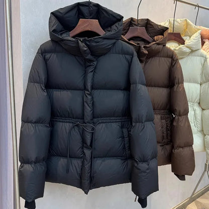 Winter Women Parkas Down Cotton Padded Coat Pink Warm Sashe Hooded Outwear Female Thick Snow Wear Coats Puffer Quilted Jacket