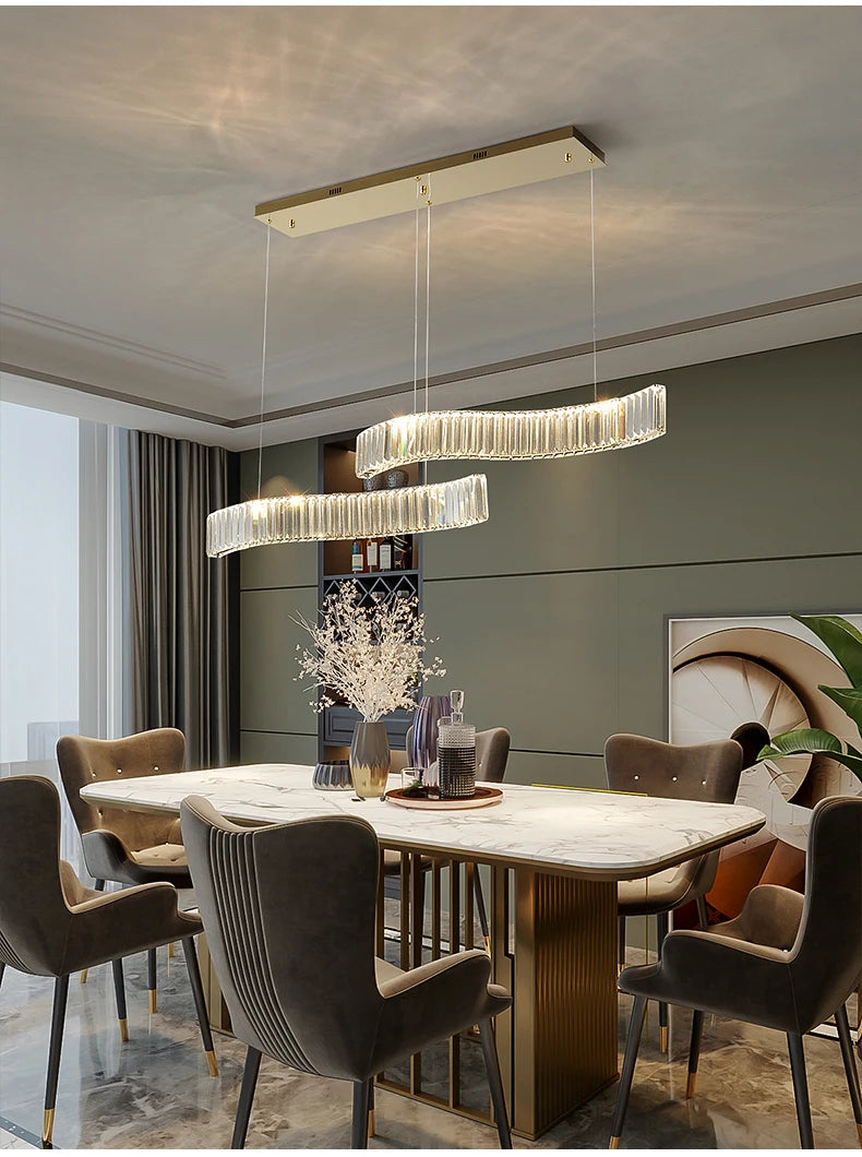 Modern Luxury LED Crystal Pendant Lights Villa Dining Room Kitchen Lighting Lustre Decor Chandeliers Indoor Bar Lights Fixture