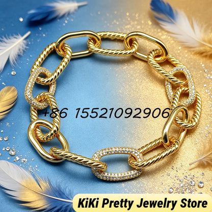 2026 New Dav High-Quality Bracelet Luxury Polished Gold Silver Tone Chain Bracelet Exquisite Craft Wrist Bangle for Formal Dinner & Dating