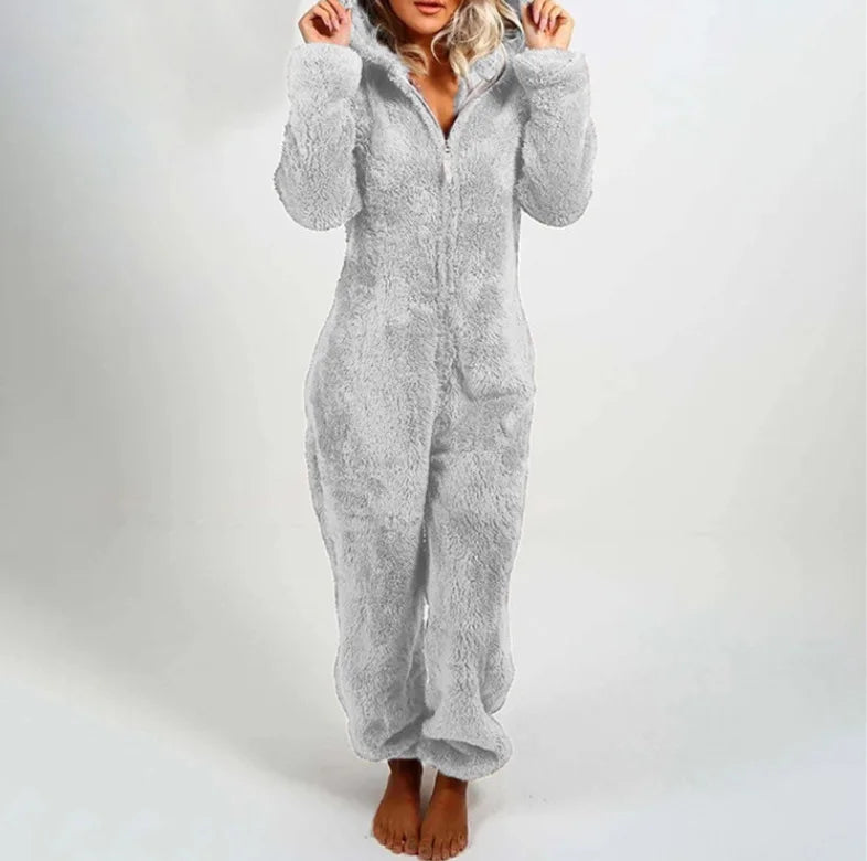 Jumpsuits women 2026 rompers autumn winter fleece thickened woolen jumpsuits hooded pajamas jumpsuits women's clothing