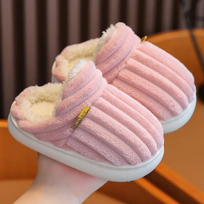 SmilePoP New Classic Fuzzy Kids Shoes Winter Outdoor Warm Antiskid Children's Slippers Indoor Furry Comfortable Home Girl Shoes