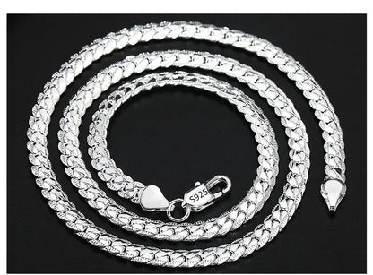18K Gold 925 Sterling Silver 6mm Full Sideways Necklace 8/18/20/24 Inch Chain For Woman Men Fashion Wedding Engagement Jewelry
