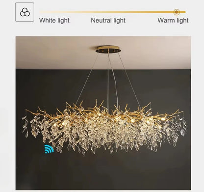 Luxury Modern Crystal Ceiling Chandelier Led Pendant Lamp Dining Table Living Room Bedroom Home Decor Wall Hanging Light Fixture