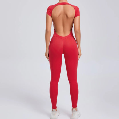 Sports Jumpsuit Woman Gym Sexy Long Jumpsuits One Pieces Fitness Overalls Yoga Sportswear Black Body Women Clothes Short Sleeve