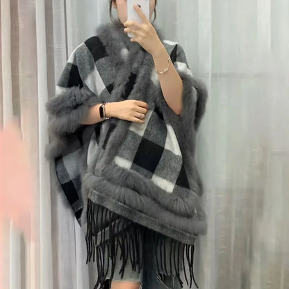 2025 Women Real Fox Fur Shawl High Quality Fashion High Quality Hot sale Female Wool Wrap