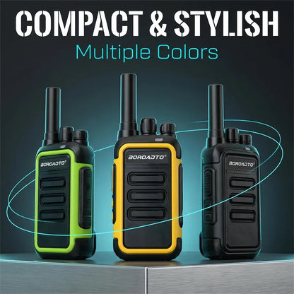 Portable 2PCS Mini Walkie Talkie UHF 400-470MHz Type-C USB Charging VOX 16CH Long Range Two Way Radio for Camping Hotel Hunting