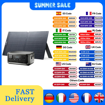 ALLPOWERS VOLIX P300 Solar Generator 256Wh Portable Power Station & SE100 100W Foldable Solar Panel Solar Charger for Camping RV
