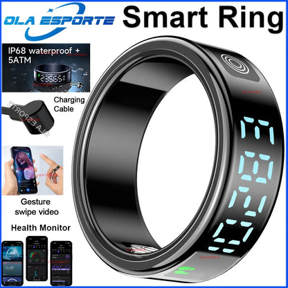 2026 Smart Ring with Touch Display Screen, Wireless Charging, Health Manager, 5 ATM Waterproof For Men Women Smart Rings R12 R08