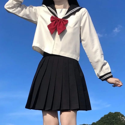 Japanese school uniform girls S-8XL plus size Jk suit white two black three basic sailor uniform women long sleeve suit