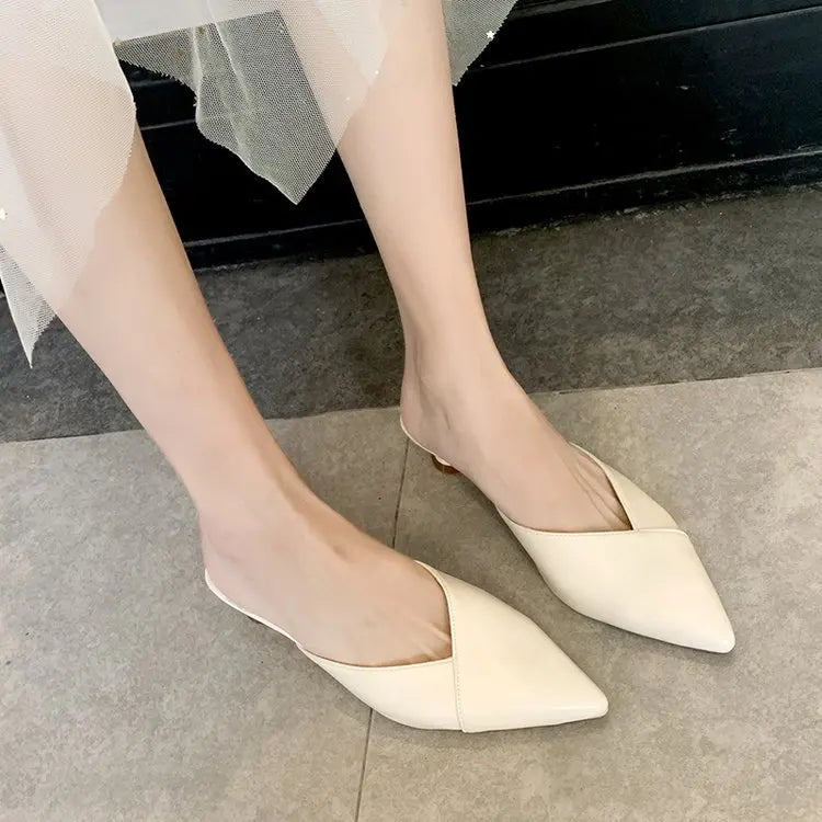 Elegant Pointed Slippers Women Low Heels New Summer Shoes Fashion Luxury Candy Colors Slides Sandals Female Party Footwears