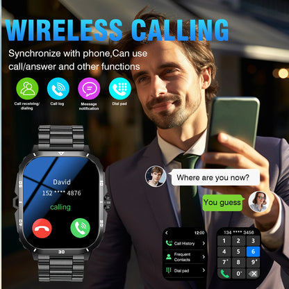 Smart Watch, Full Touchscreen Sports Watch, Bluetooth Calling, With Flashlight, Unisex, Compatible with Android and iPhone.