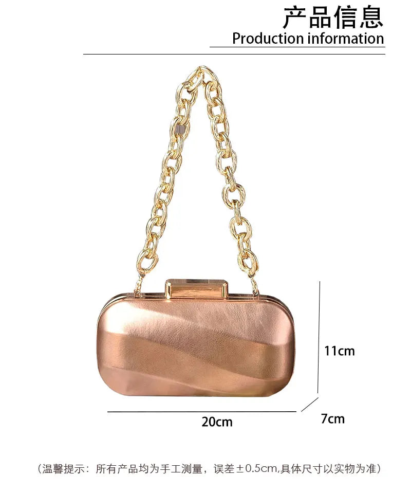 Golden Bag Ladies Oval Designer Luxury Handbags Irregular Dress Purse Fashion Buckle Party Women's Clutch Brand Cross Body Bag