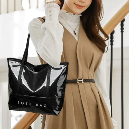 Fashion Large Capacity Tyvek Tote Bag, Waterproof Letter Print Shoulder Bags for Women Daily Shopping, Commuter Versatile Bag