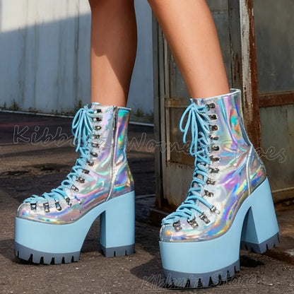 Modern Ankle Platform Boots Leather Solid Color Fashion Luxury Elegant Concise Sexy Elegant Spicy Girls Shoes Round Toe Heel New