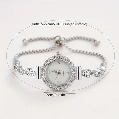 1 piece of women's luxury rhinestone quartz watch, paired with a durable zinc alloy strap