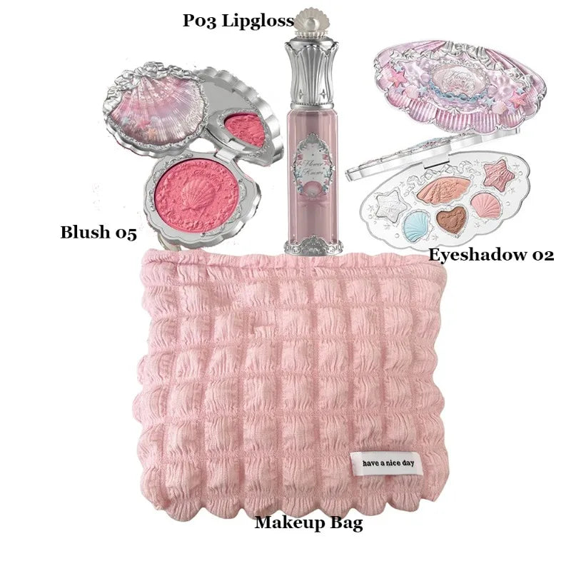 Flowerknows Makeup Set Gift Kit Shimmer Full Box Blush Long Lasting Velvet Lip Cream with Bag Kit De Maquiagem
