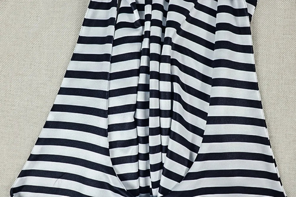 FLARORA Fashion Striped Print Jumpsuits Women Sexy Halter Swinging Collar Sleeveless Backless Skinny Street Clubwear Overalls
