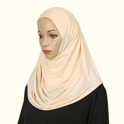 New Ready To Go Wear Instant Hijab for Women Solid Color Hemp Headscarf Neck Cover Sports Hijabs Pinless Islam Shawls and Wraps