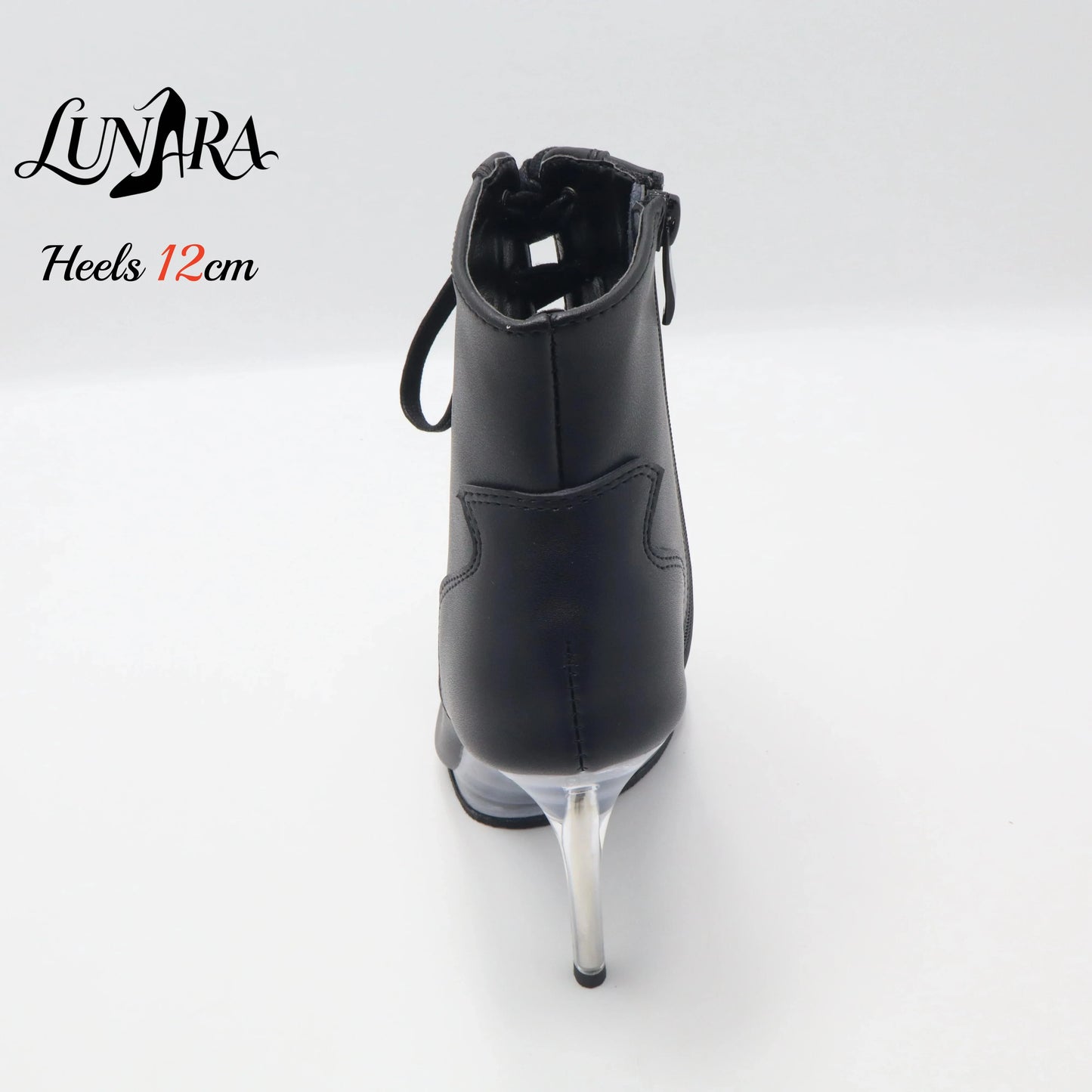 12cm/5Inch Plus size Beige PU Leather Lace-up Side zipper Peep toe High Stilettos Ankle boot Pole dancing Nightclub Rave Parties