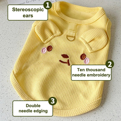 1pc Waffle Knit Pet Vest Cute Puppy Coat Shirts With Leash Ring Adjustable Breathable Dog And Cat Shirt For Spring/summer