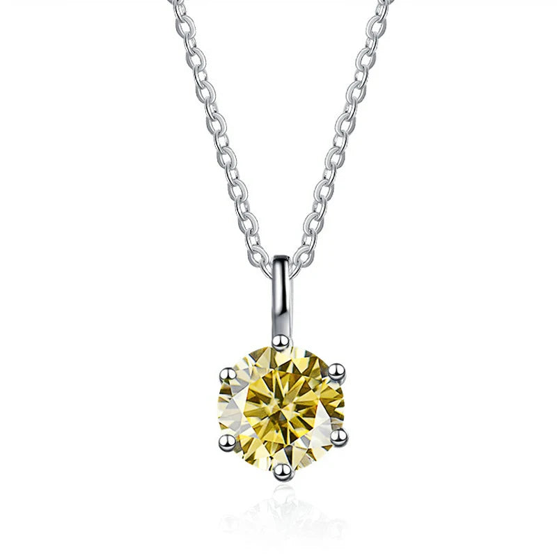 JOIAS HOME Silver S925 1ct D COLRO Moissanite Round Gemstone Pendant Necklace Simple and Elegant O-Chain Fashion Versatile