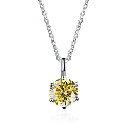 JOIAS HOME Silver S925 1ct D COLRO Moissanite Round Gemstone Pendant Necklace Simple and Elegant O-Chain Fashion Versatile