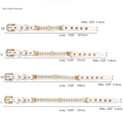 Adjustable Dog Cat Pearl Collars Rhinestone Bling Crystal Cat Necklace Luxury Jewelry PU Neck Strap for Small Dogs for Kitten
