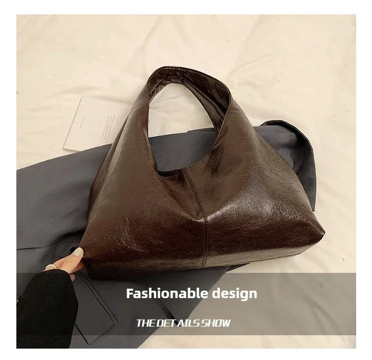 Large Capacity PU Leather Hobo Underarm Bags Autumn Winter Shoulder Bag for Women 2026 New Trend Y2K Handbags and Purses Tote