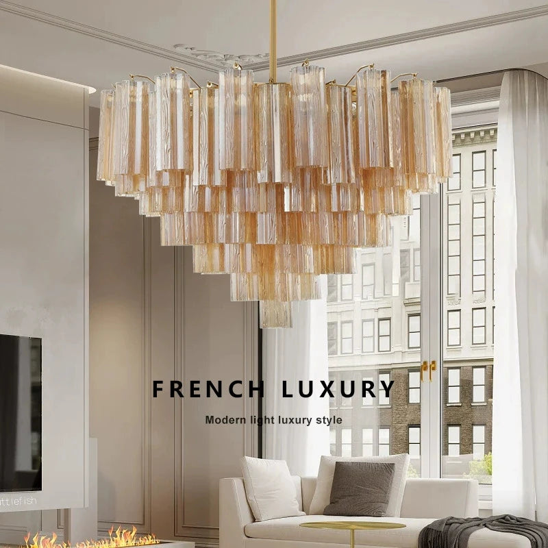 French Style Artistic Chandelier Medieval Colored Glass Retro Lighting for Living Room Dining Room Bedroom Villa Staircase Home