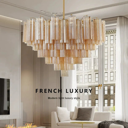 French Style Artistic Chandelier Medieval Colored Glass Retro Lighting for Living Room Dining Room Bedroom Villa Staircase Home