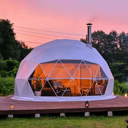 Geodesic Dome Manor Greenhouse Tent Leisure Resort Vacation Outdoor Glamping Round Tent Transparent Starry Sky Luxury Hotel Dome