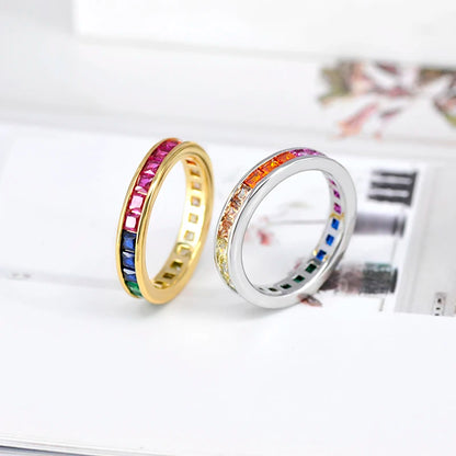 24K Gold Plated Colorful Crystal Gold Rings Turquoise Engagement Wedding Anniversary Ring Light Luxury Fashion Jewelry Gifts A40