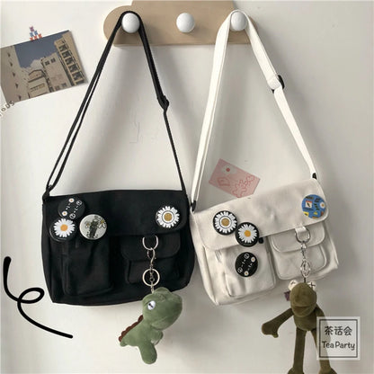 Fashion Women Canvas Shoulder Bags For Youth Casual Ladies Large Capacity Crossbody Bags Solid Handbags Messenger Bags for Women