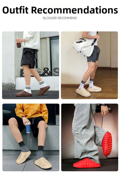 Soft EVA Men's Slippers Outdoor Acupressure Breathable Thick Sole Slippers Non-Slip Lightweight Summer Beach Sandals