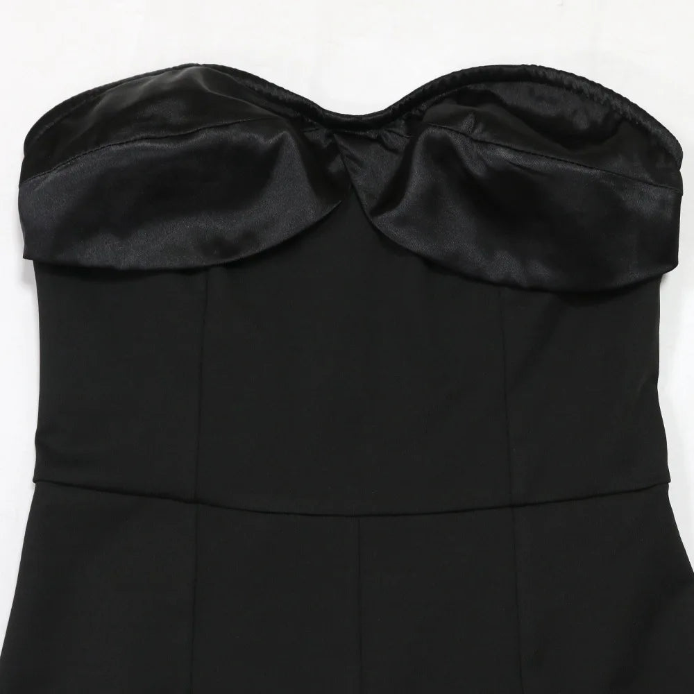 Jumpsuits Strapless Women Sleeveless Sexy Rompers One Piece Overalls Slim Fit Long Pant Ruffles Patchwork Elegant Lady