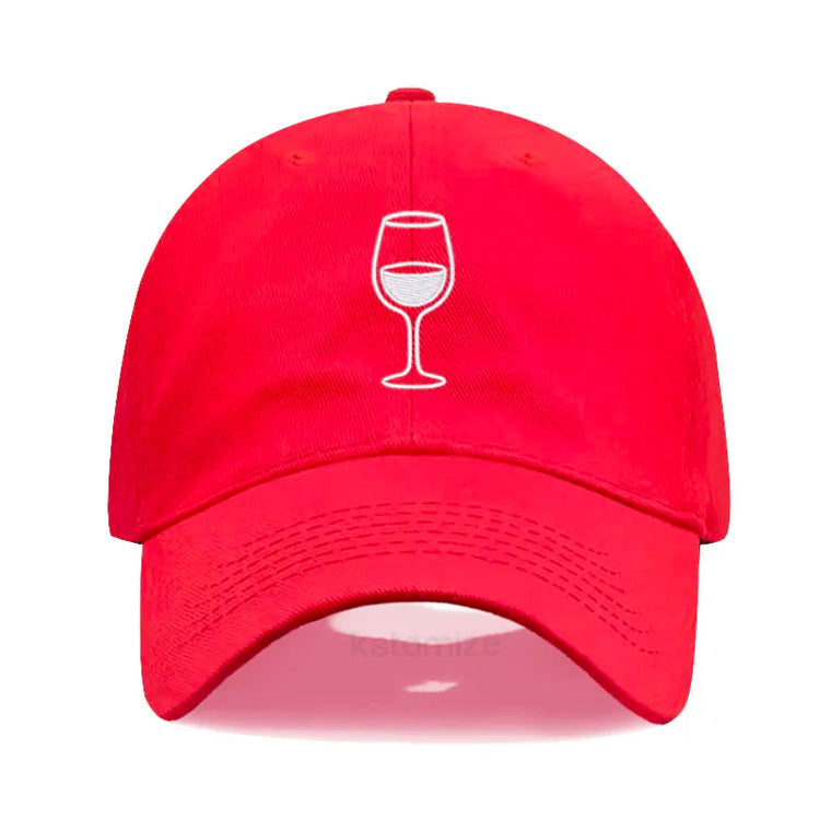 Wine Glass Embroidery Baseball Cap For Men Women Soft Cotton Adjustable Dad Hat Unisex Casual Sport Visor Golf Caps