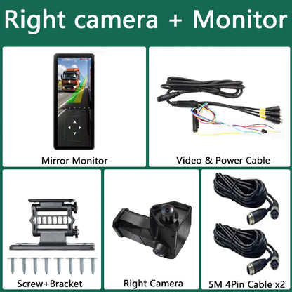SANAN 2CH 12.3 Inch AHD Digital Rear View Mirror System BSD 1080P Night Vision Camera Dual Lens Side View Blind Zone Monitoring
