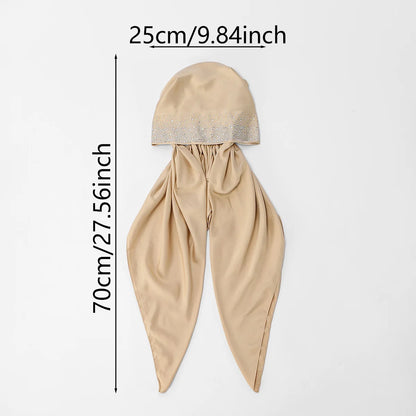 New Muslim Satin Silk Instant Hijabs Scarf Printed Turban Thick Hijab Cap Night Cap Women Ramadan Elastic Satin Hair Bonnet Eid